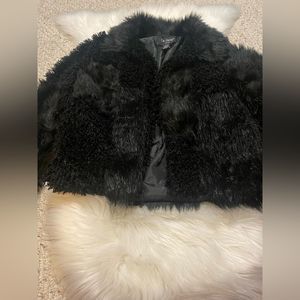 Black Faux Fur & Wool Jacket